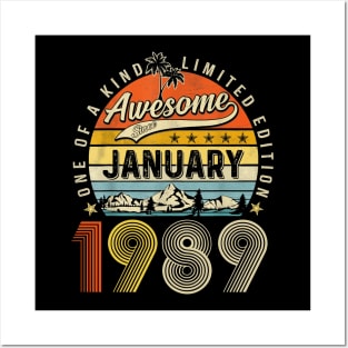 Awesome Since January 1989 Vintage 34th Birthday Posters and Art